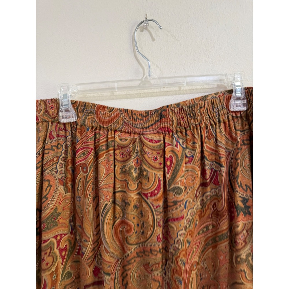 VTG Liz Claiborne Collection Womens 16 Paisley Maxi Skirt Rust Button Side Rayon - Picture 6 of 7